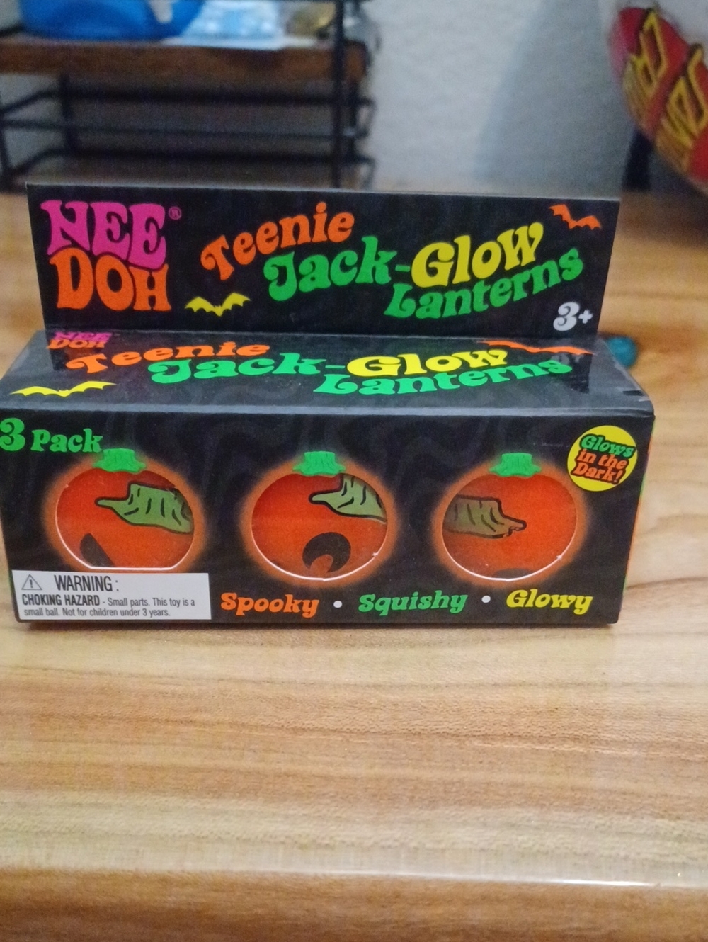 NeeDoh Teenie Jack-Glow Lanterns - Orange Glow Pumpkin Pack Of 3 Squishy Toy